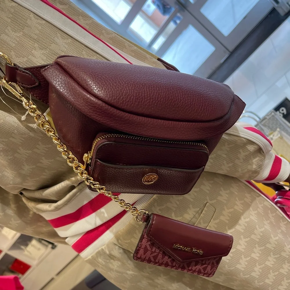 Michael Kors Maisie 2 In 1 Small Leather Waist pack Fanny pack Bag (Oxblood) MK